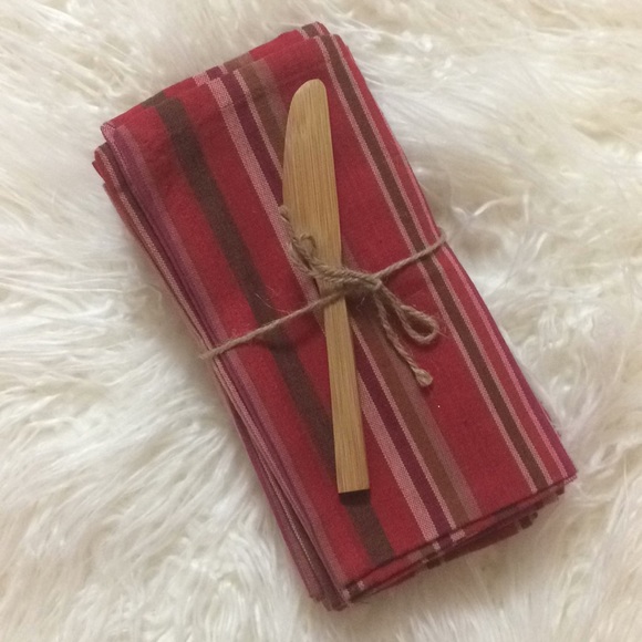 Set of Six Dinner Napkins with Bamboo Knife - Picture 1 of 1